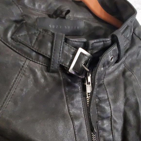 Faux Leather Womens Short Jacket - Picture 2 of 4